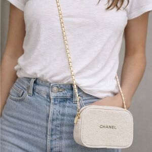 Chanel Beige Crossbody Bag with Gold Chain